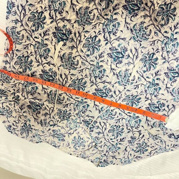 Aeropostale Floral Boho Tie Blouse Cream Navy - M - Picture 11 of 13